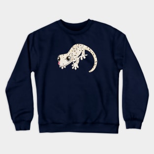 Crested Gecko, White Dalmatian with yellow spots Crewneck Sweatshirt